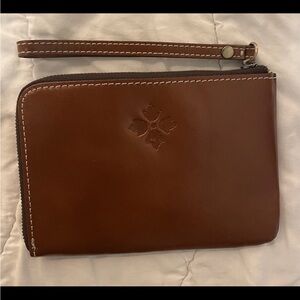 NWOT Patricia Nash Reala Wristlet Wallet Small Brown Cognac Leather Tooled Pouch